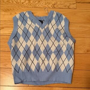 Streetwear Society Blue and Cream Argyle Vest